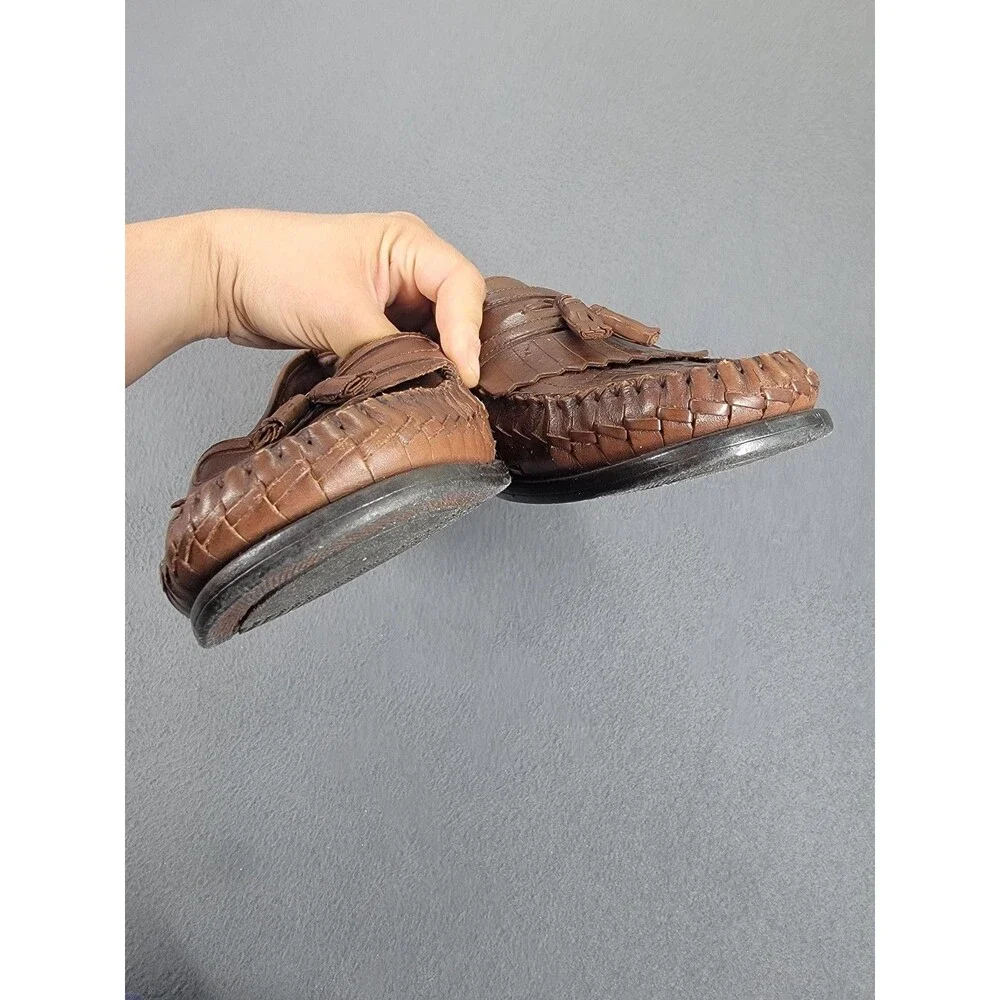 Nunn Bush‎ Shoes Mens Size 10M Brown Leather Loafers Woven Tassel Slip On Dress